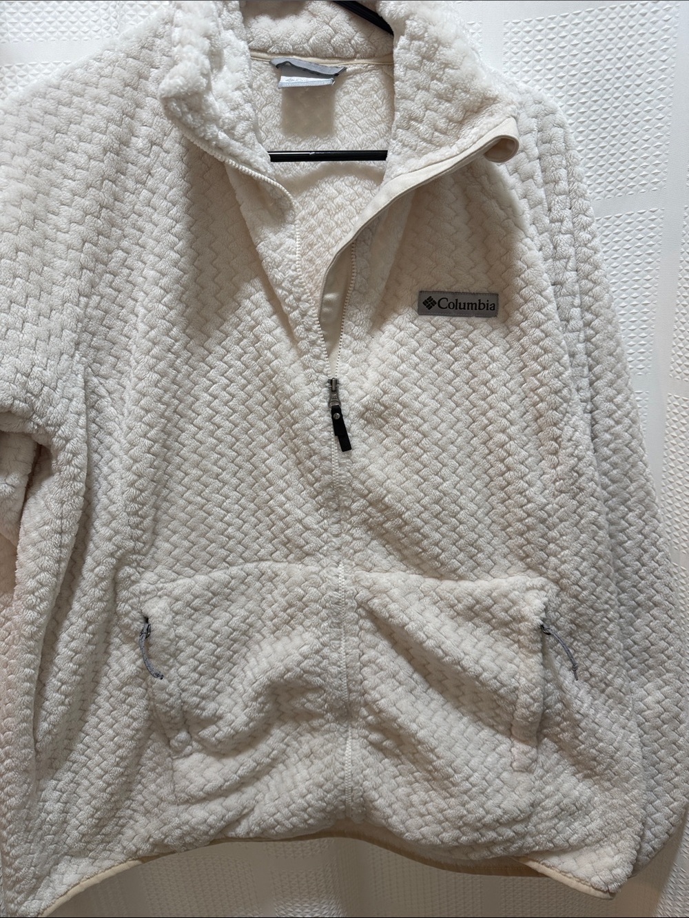 Columbia Women's Cream Plush Full-Zip Teddy Jacket sz L